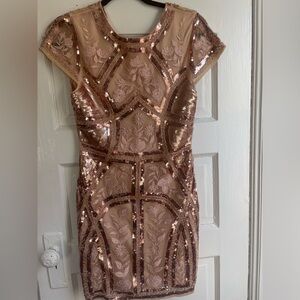Rose gold mini sequin dress